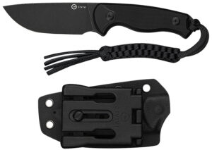 Civivi Knives C23094-1 Timberbark  3.20" Fixed Drop Point Plain Black Stonewashed 14C28N Steel Blade, 3.69" Black Textured G10 Handle