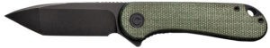Civivi Knives C907T-E Elementum  2.96" Folding Tanto Plain Black Stonewashed D2 Steel Blade, 4.03" Green Textured Micarta Handle