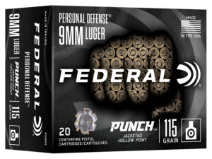 Federal PD9P2 Punch  9mmLuger 115gr Jacketed Hollow Point 20/Box