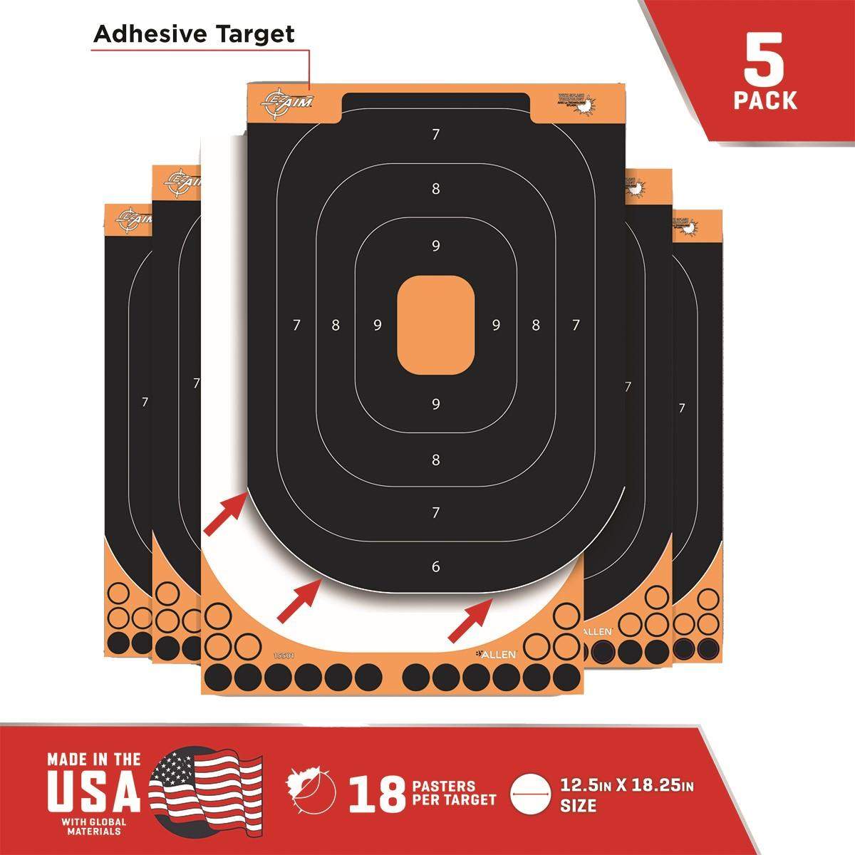 Allen Adhesive Splash Handgun Training Target 12x18" Orange and Black 5/ct