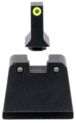 Trijicon GL243C601143 Suppressor/Optic Height Sights  Green/Tritium Yellow Outline Front Sight-Green/Tritium Black Outline Rear Sight Glock 42/43/43X Slim Frame