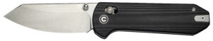 Civivi Knives C23073-1 Yonder  2.88" Folding Spey Point Plain Stonewashed 14C28N Steel Blade, Black Textured G10 Handle