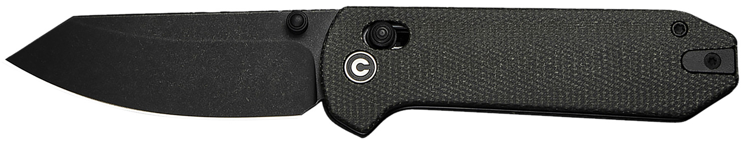 Civivi Knives C23073B-1 Yonder 2.88" Folding Spey Point Plain Black Stonewashed 14C28N Steel Blade, Dark Green Canvas Micarta Handle