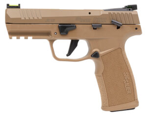 Sig Sauer 322CCAS P322  Compact Frame 22 LR 20+1 4" Black Threaded Barrel, Coyote Tan Cerakote Optic Ready/Serrated Slide, Coyote Tan Polymer Frame w/Picatinny Rail, Polymer Grip, Ambidextrous