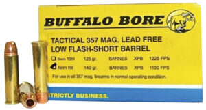 Buffalo Bore Ammunition 19I20 Buffalo-Barnes Strictly Business 357Mag 140gr Barnes VOR-TX XPB Lead Free 20 Per Box/12 Case